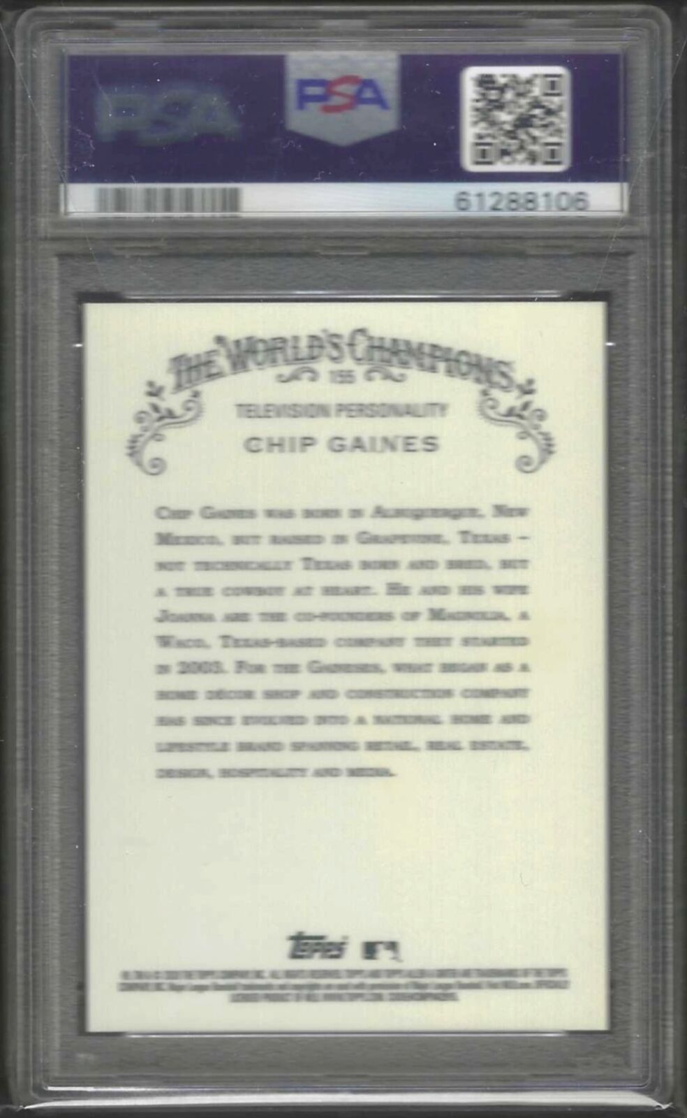 CHIP GAINES 2020 TOPPS CHROME ALLEN AND GINTER REFRACTOR #155 PSA 10 GEM POP 2