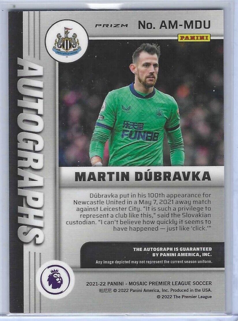 MARTIN DUBRAVKA 2021-22 PANINI MOSAIC EPL SILVER MOSAIC PRIZM AUTO #AM-MDU