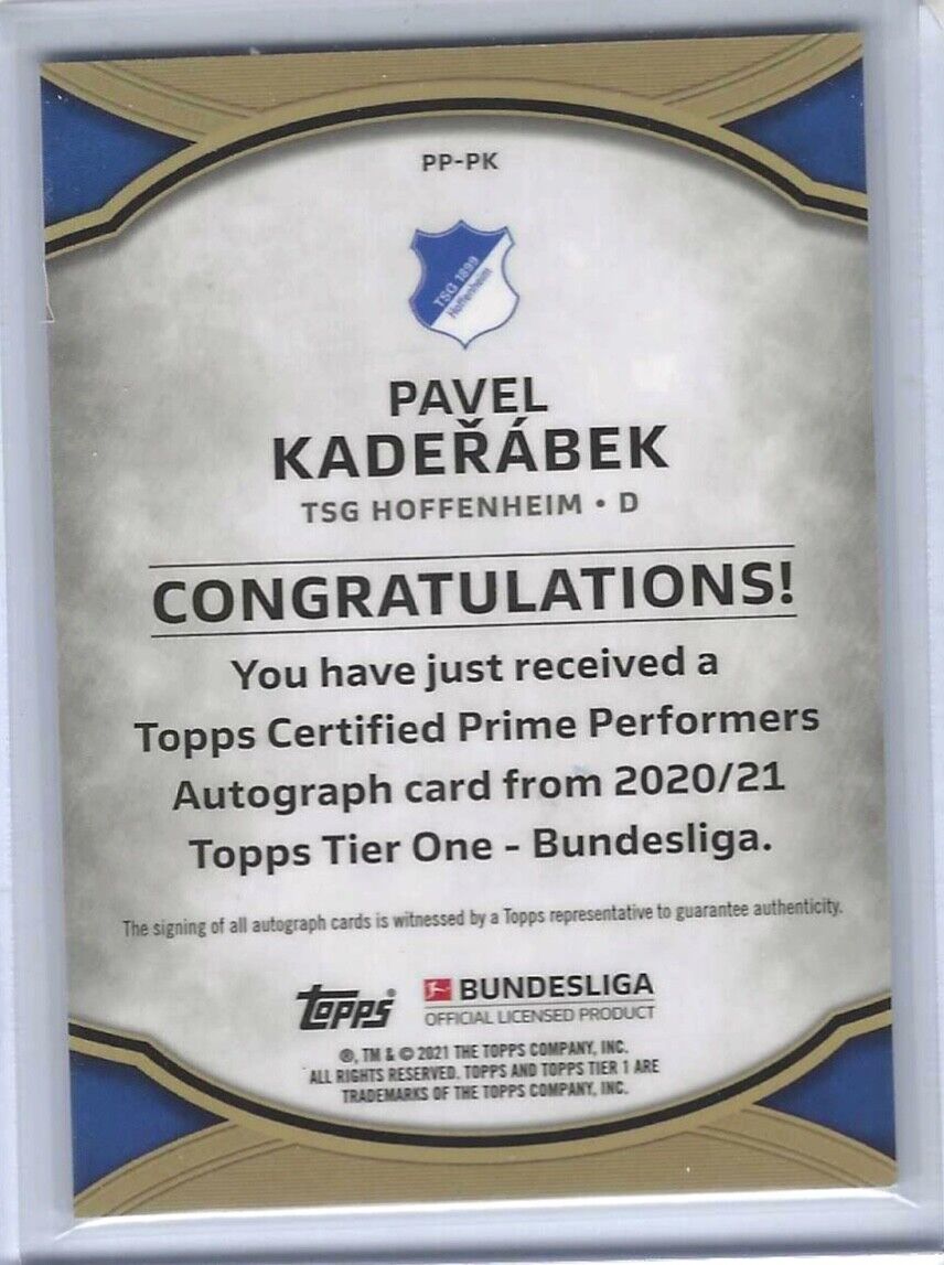 PAVEL KADERABEK 2020-21 TOPPS TIER ONE BUNDESLIGA SILVER FOIL AUTO #D 039/125