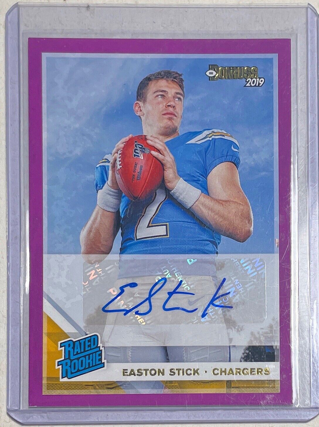 EASTON STICK 2019 PANINI DONRUSS RATED ROOKIE PURPLE AUTO ROOKIE RC #339
