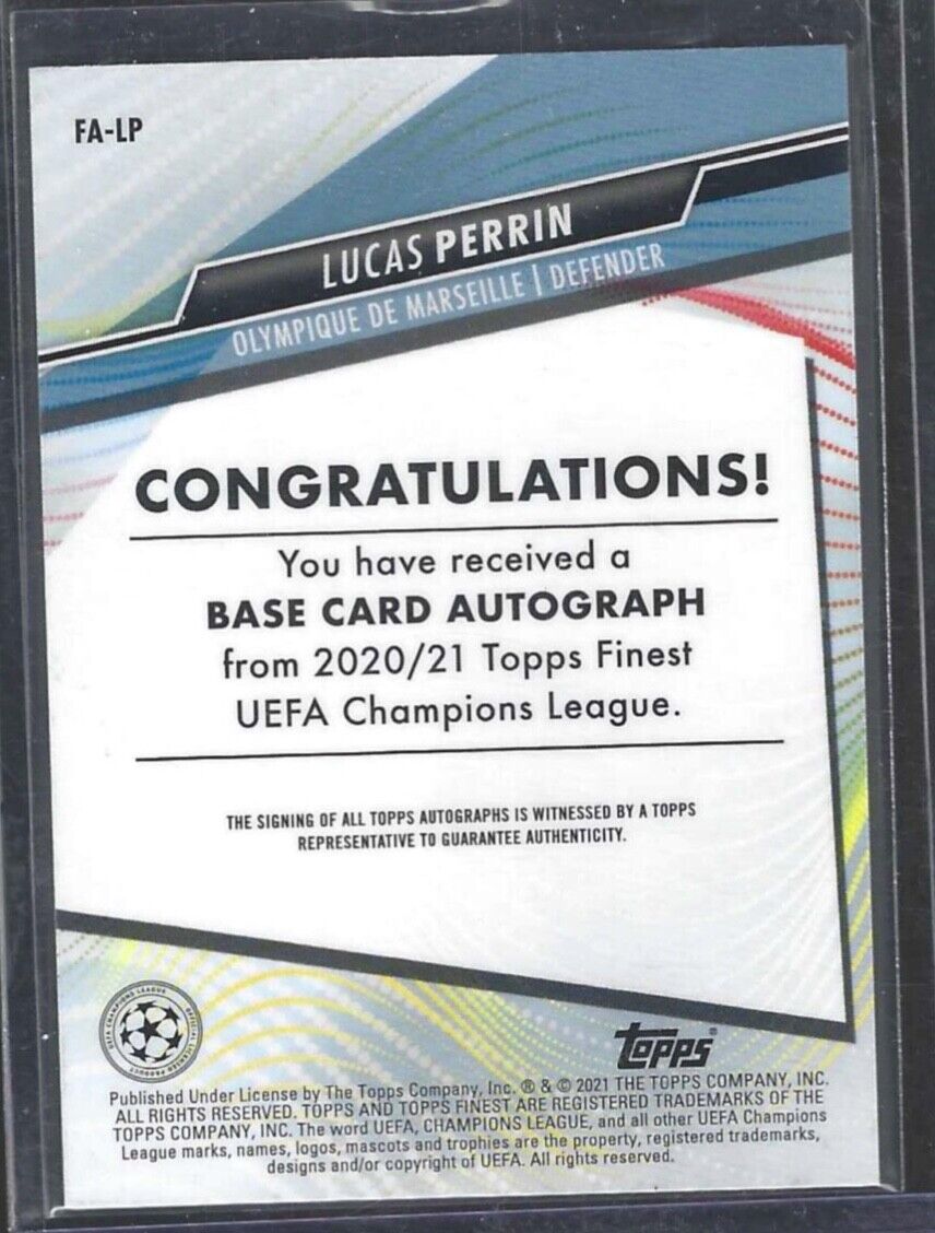 LUCAS PERRIN 2020-21 TOPPS FINEST UCL SILVER REFRACTOR ROOKIE AUTO RC #FA-LP