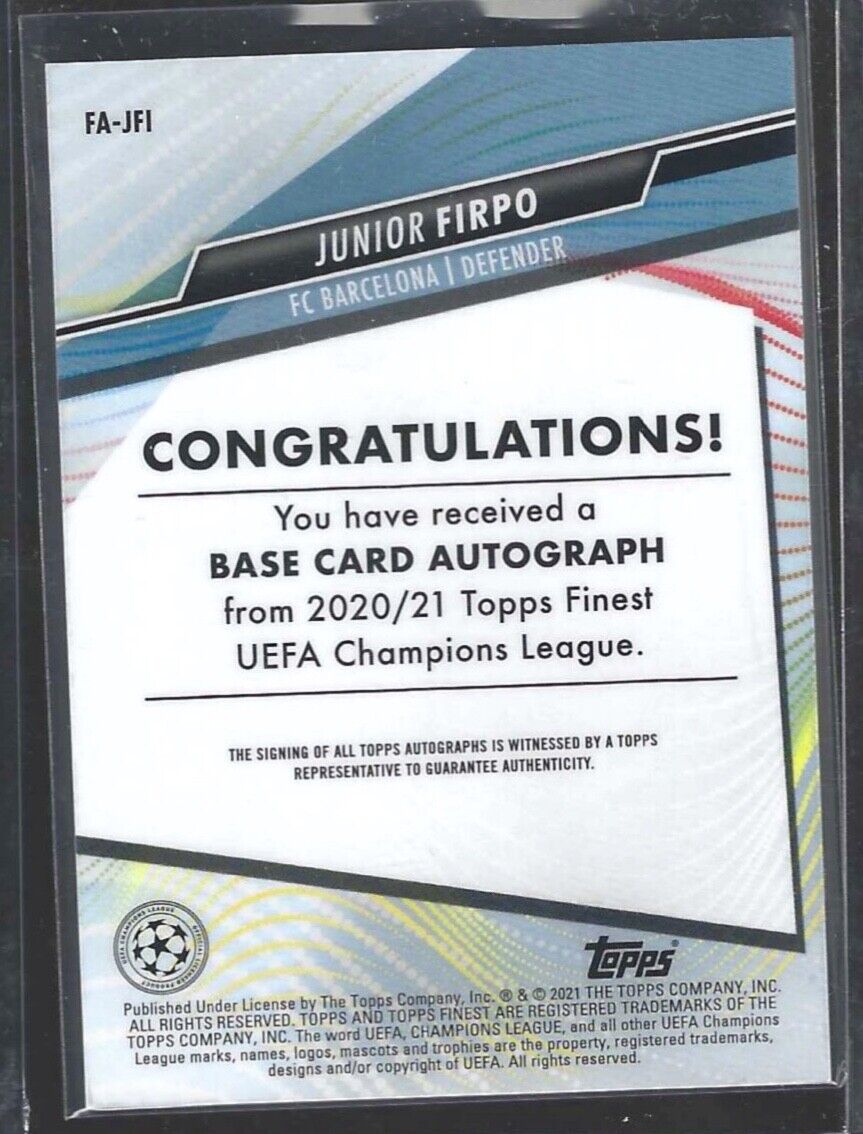 JUNIOR FIRPO 2020-21 TOPPS FINEST UCL SILVER REFRACTOR AUTO #FA-JFI