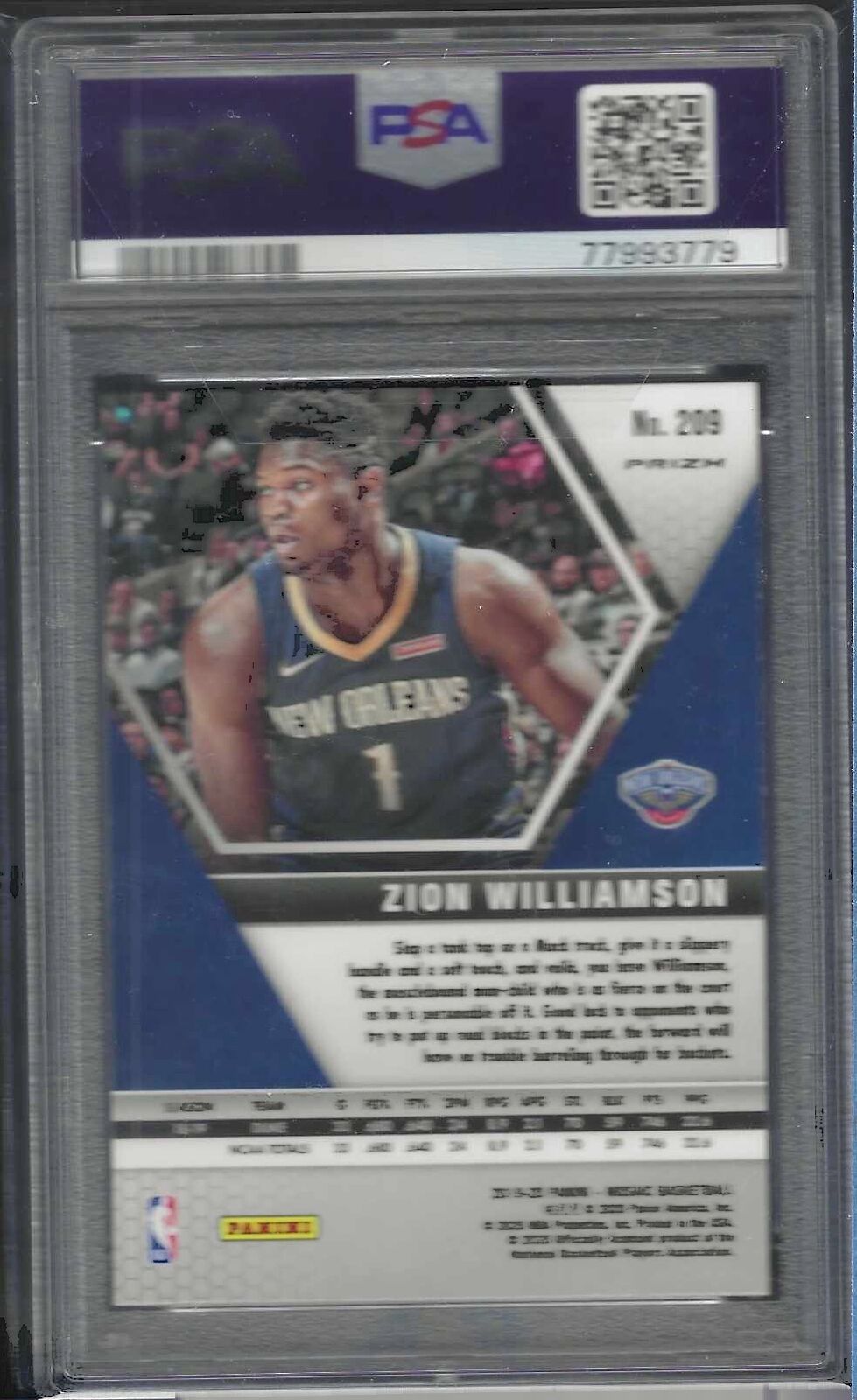 ZION WILLIAMSON 2019 PANINI MOSAIC ORANGE REACTIVE PRIZM ROOKIE RC #209 PSA 9