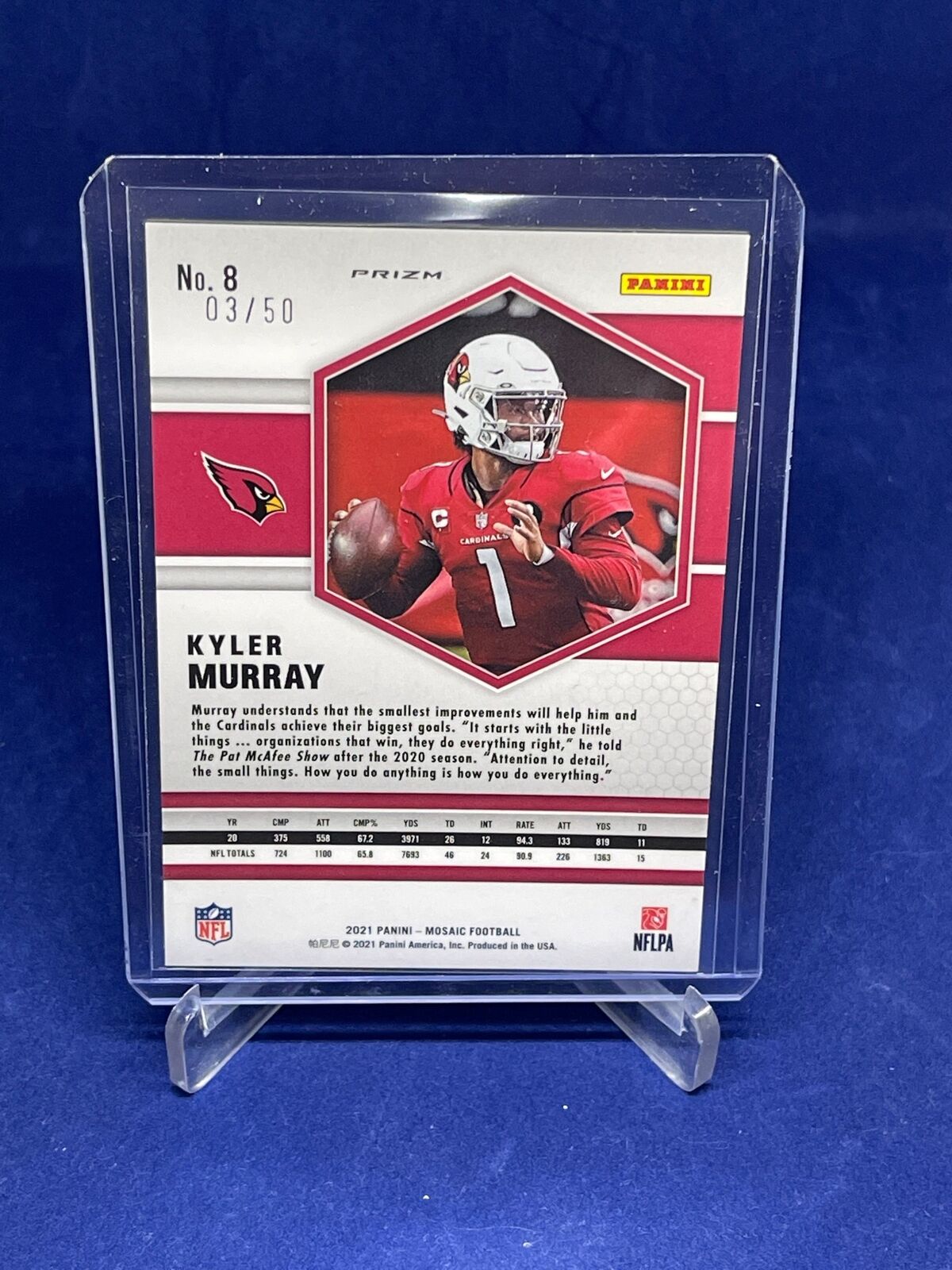 KYLER MURRAY 2021 PANINI SPECTRA PINK DISCO PRIZM #D 3/50