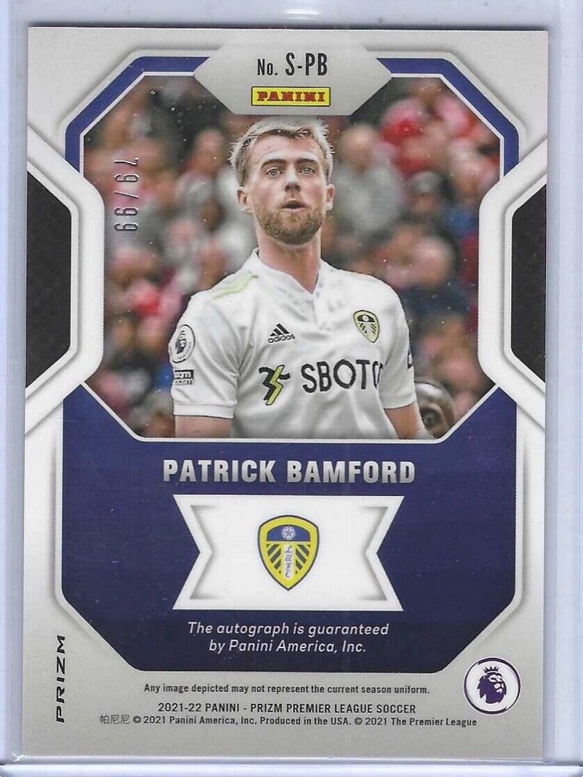 PATRICK BAMFORD 2021-22 PANINI PRIZM EPL SILVER PRIZM SIGNATURES AUTO #D 79/99
