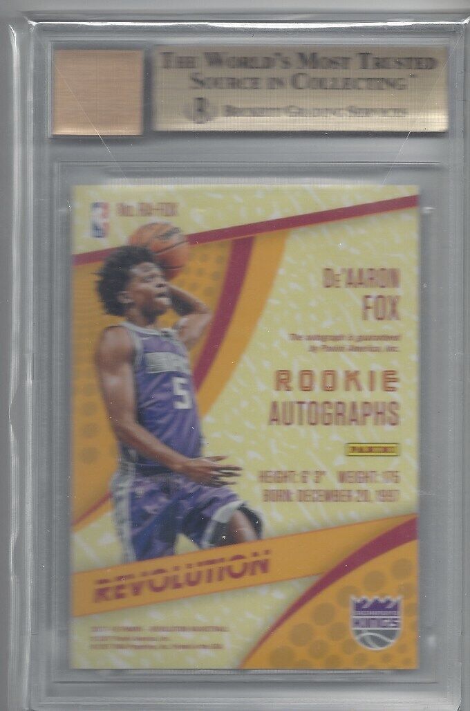 DE'AARON FOX 2017-18 PANINI REVOLUTION ON CARD ROOKIE AUTO RC BGS 9.5 w/ 10 AU