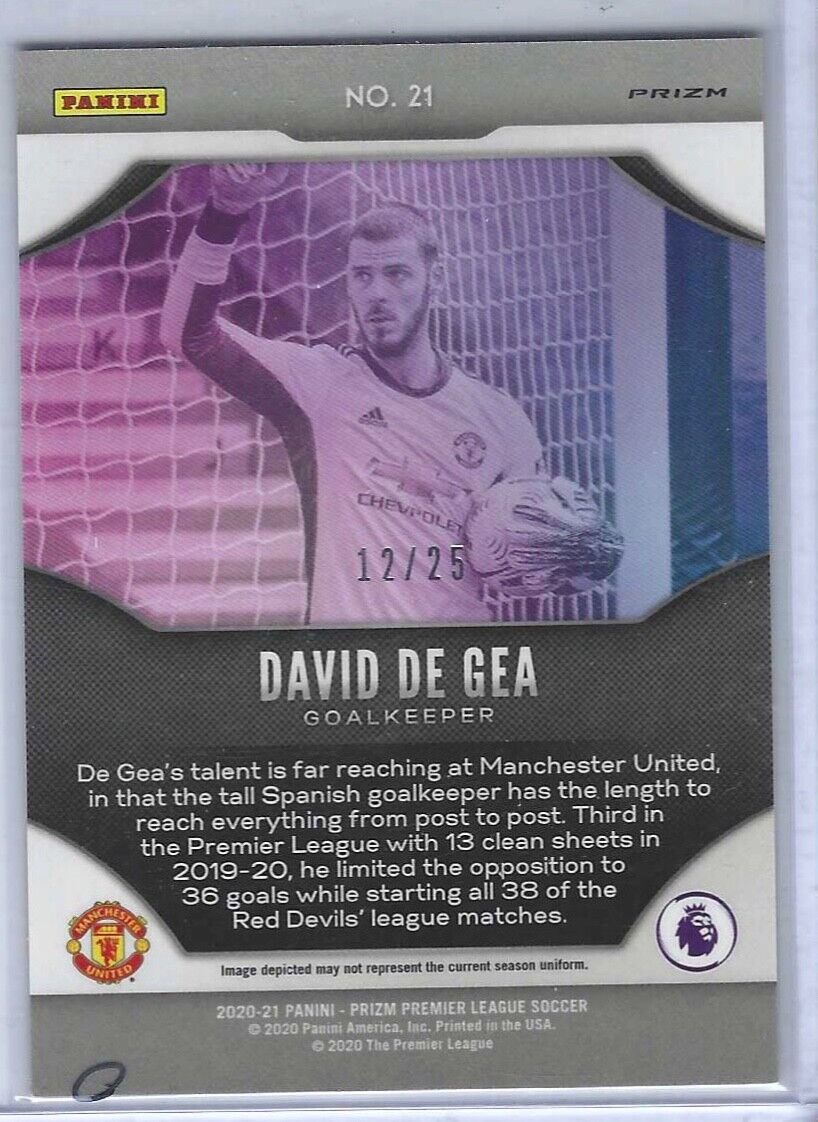DAVID DE GEA 2020-21 PANINI PRIZM EPL FIREWORKS ORANGE PRIZM #D 12/25