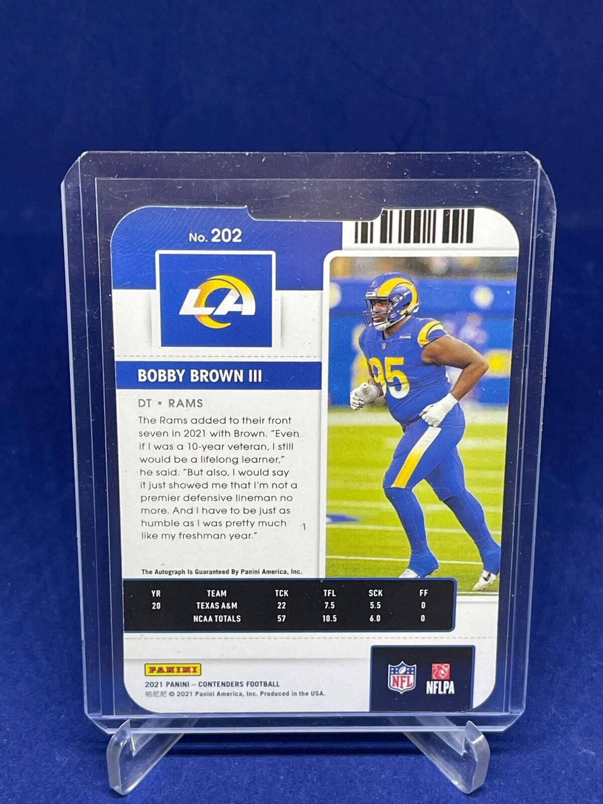 BOBBY BROWN III 2021 CONTENDERS ROOKIE TICKET STUB AUTO DIE CUT RC #D 15/95