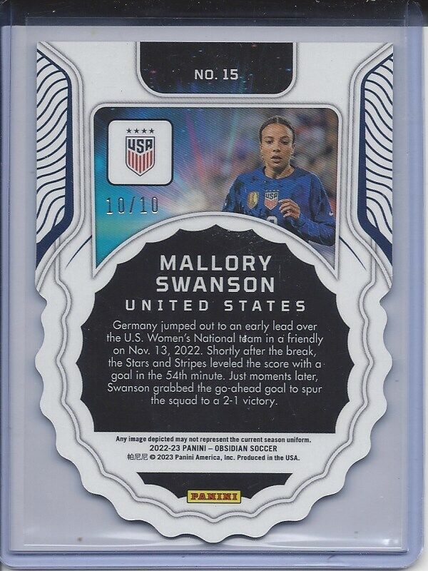 MALLORY SWANSON 2022-23 OBSIDIAN ELECTRIC GOLD YELLOW SUPERNOVA DIE CUT #D 10/10