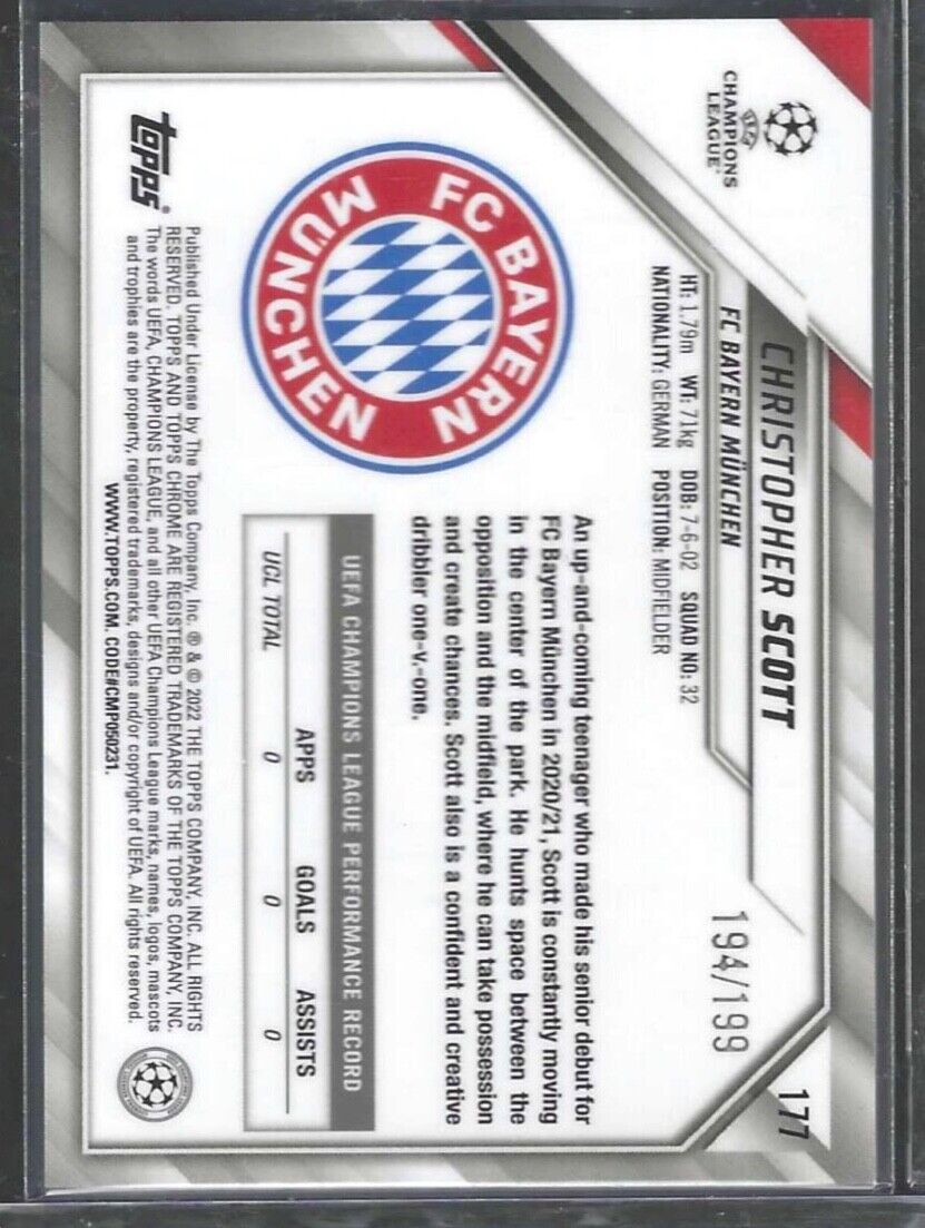 CHRISTOPHER SCOTT 2021-22 TOPPS CHROME AQUA WAVE REFRACTOR ROOKIE RC #D 194/199