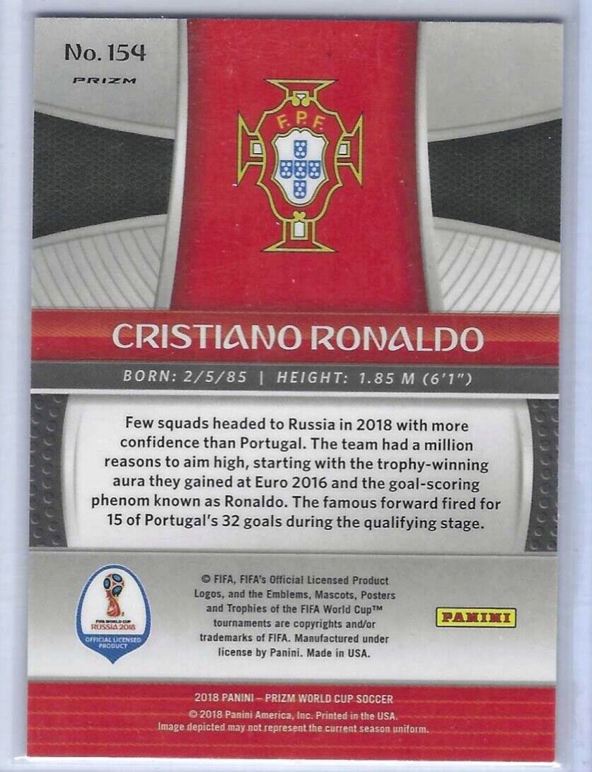 CRISTIANO RONALDO 2017-18 PANINI PRIZM WORLD CUP SILVER PRIZM #154