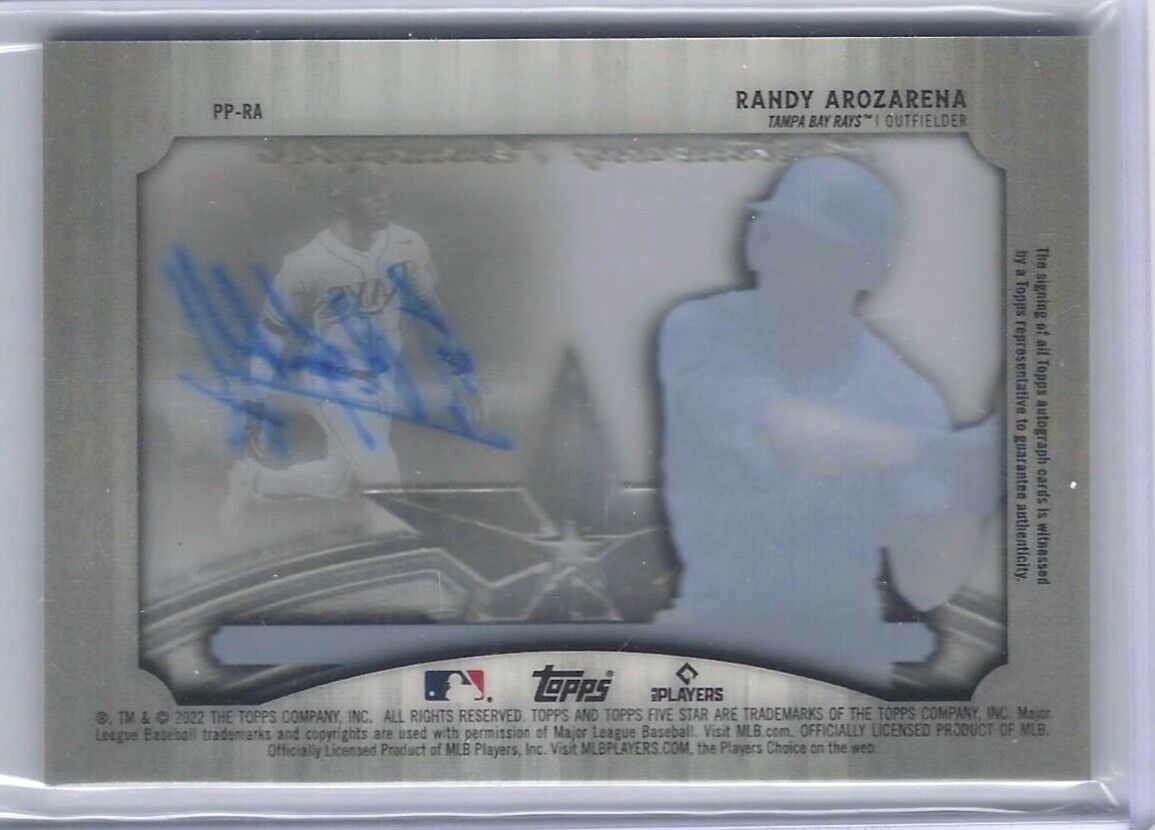 RANDY AROZARENA 2022 TOPPS FIVE STAR CLEAR PENTAMEROUS PENMANSHIP AUTO #D 03/10