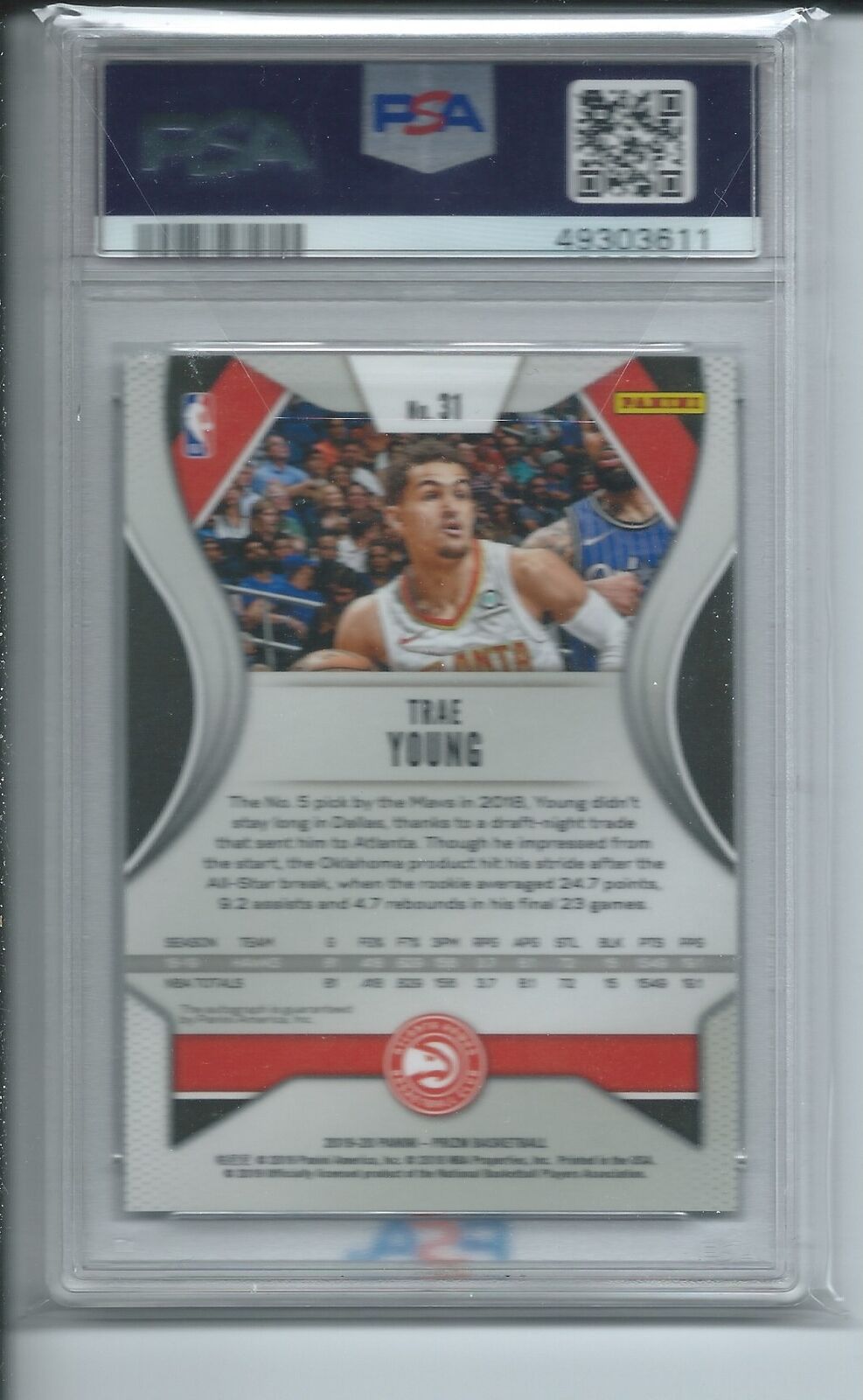 TRAE YOUNG 2019-20 PANINI PRIZM AUTO #31 PSA 10 GEM MINT