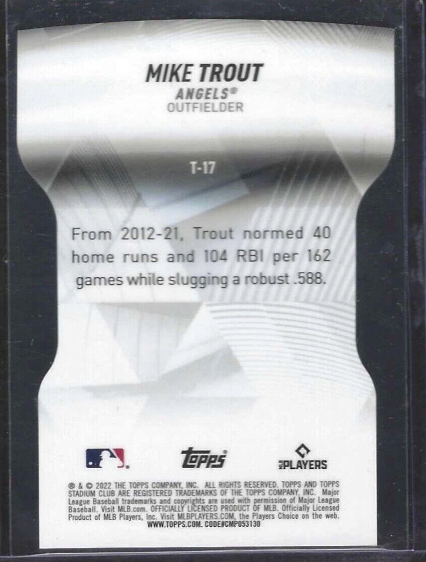 MIKE TROUT 2022 TOPPS STADIUM CLUB CHROME TRIUMVERATES DIE CUT REFRACTOR #T-17