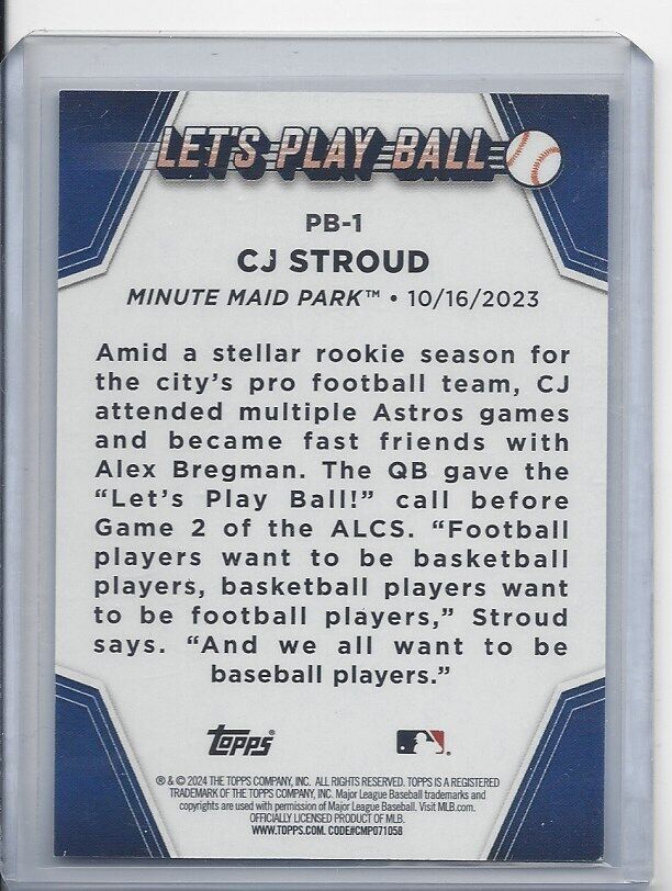 CJ STROUD 2024 TOPPS SERIES 2 LET'S PLAY BALL SHORT PRINT SP #PB-1