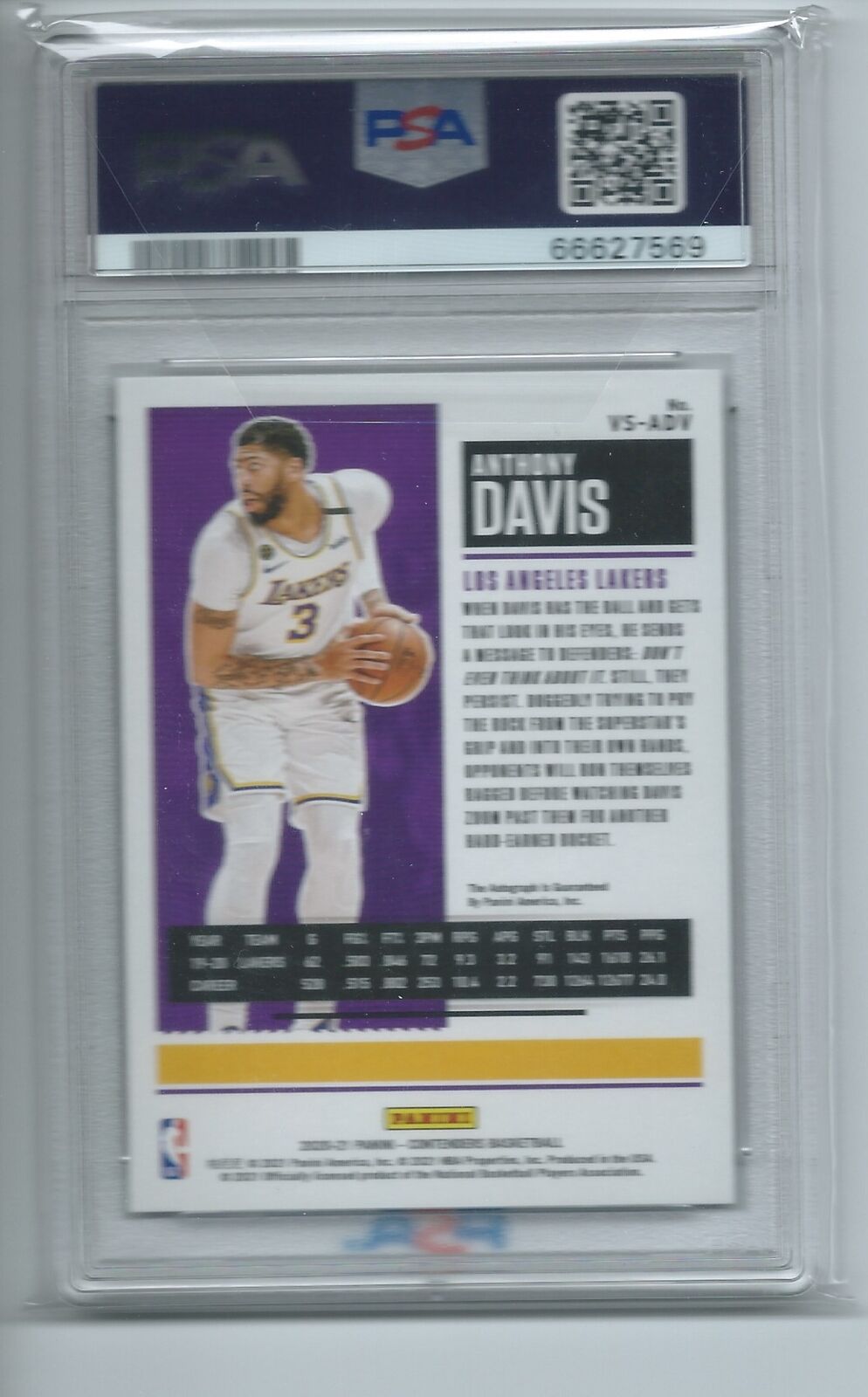 ANTHONY DAVIS 2020 PANINI CONTENDERS SEASON TICKET CRACKED ICE AUTO /15 PSA 10
