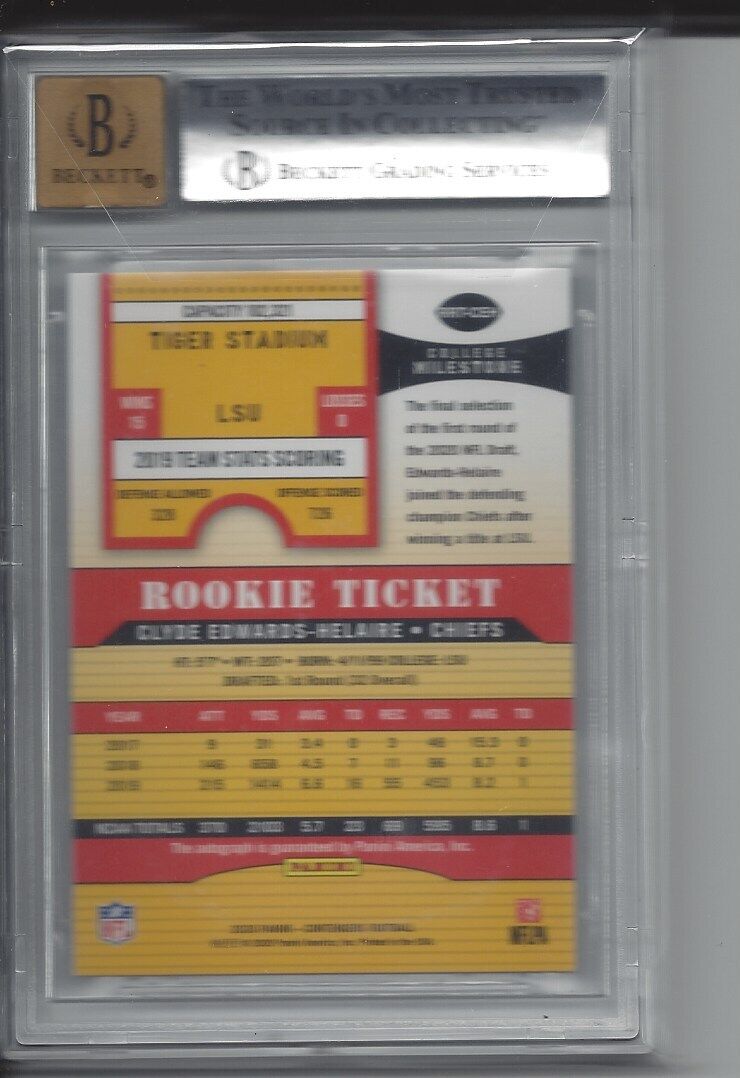 CLYDE EDWARDS HELAIRE 2020 CONTENDERS '00 ROOKIE TICKET GOLD AUTO RC /10 BGS 9