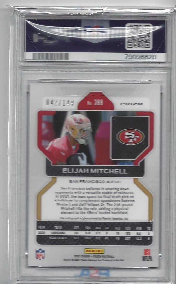 ELIJAH MITCHELL 2021 PANINI PRIZM RED WAVE PRIZMS AUTO RC /149 PSA 10 GEM POP 5