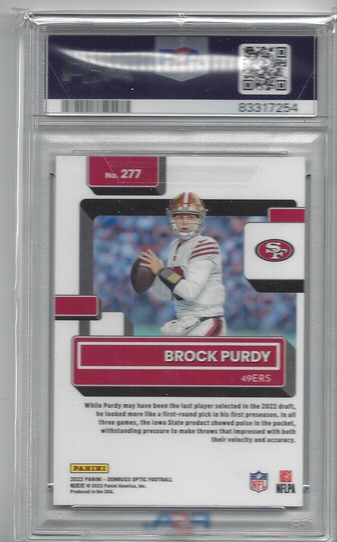 BROCK PURDY 2022 DONRUSS OPTIC RATED ROOKIE TRUE RC #277 PSA 9 MINT