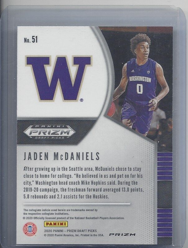 JADEN MCDANIELS 2020 PANINI PRIZM DRAFT TIGER STRIPE SSP PRIZMS RC #51