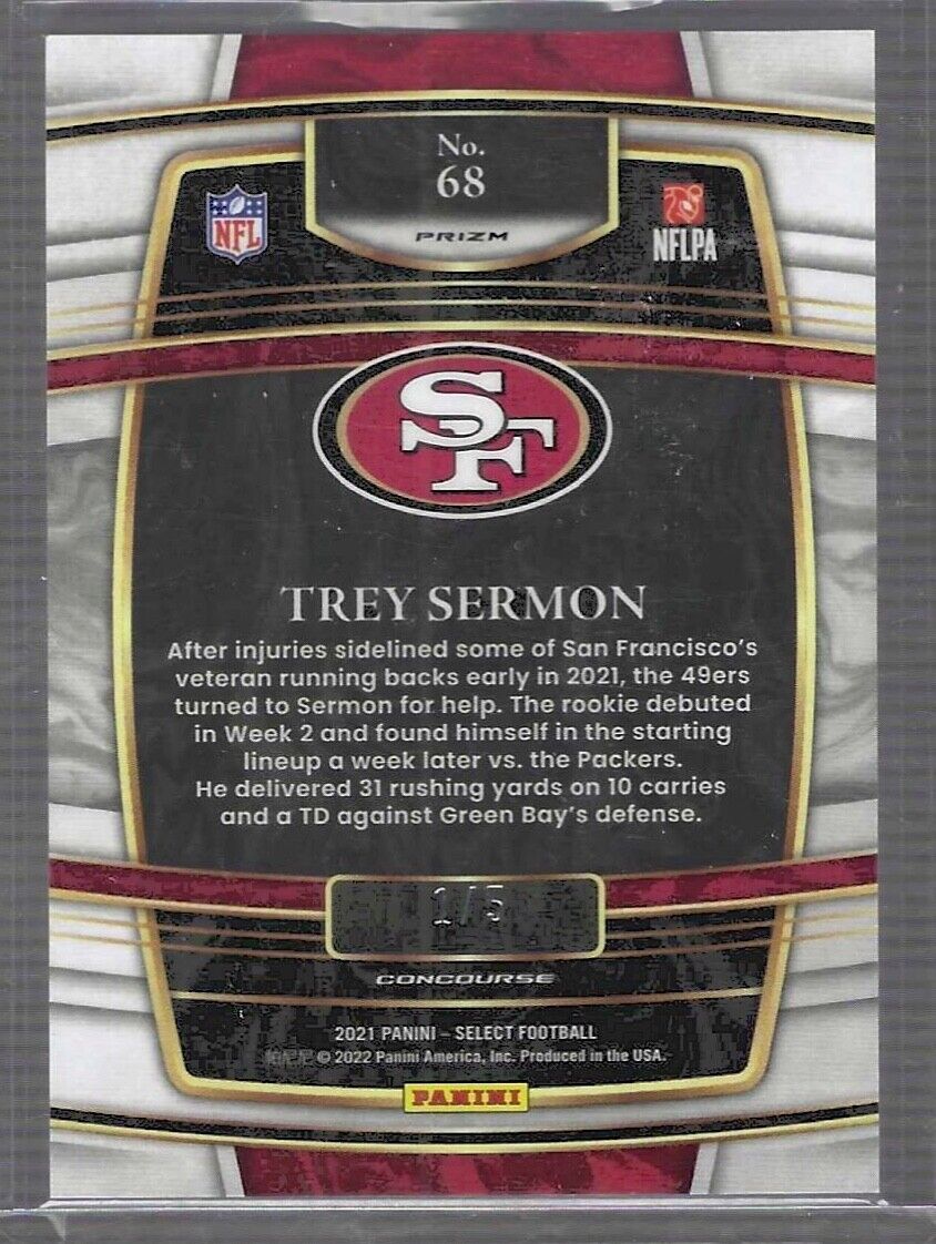 TREY SERMON 2021 PANINI SELECT CONCOURSE GREEN DISCO PRIZM ROOKIE RC #D 1/5