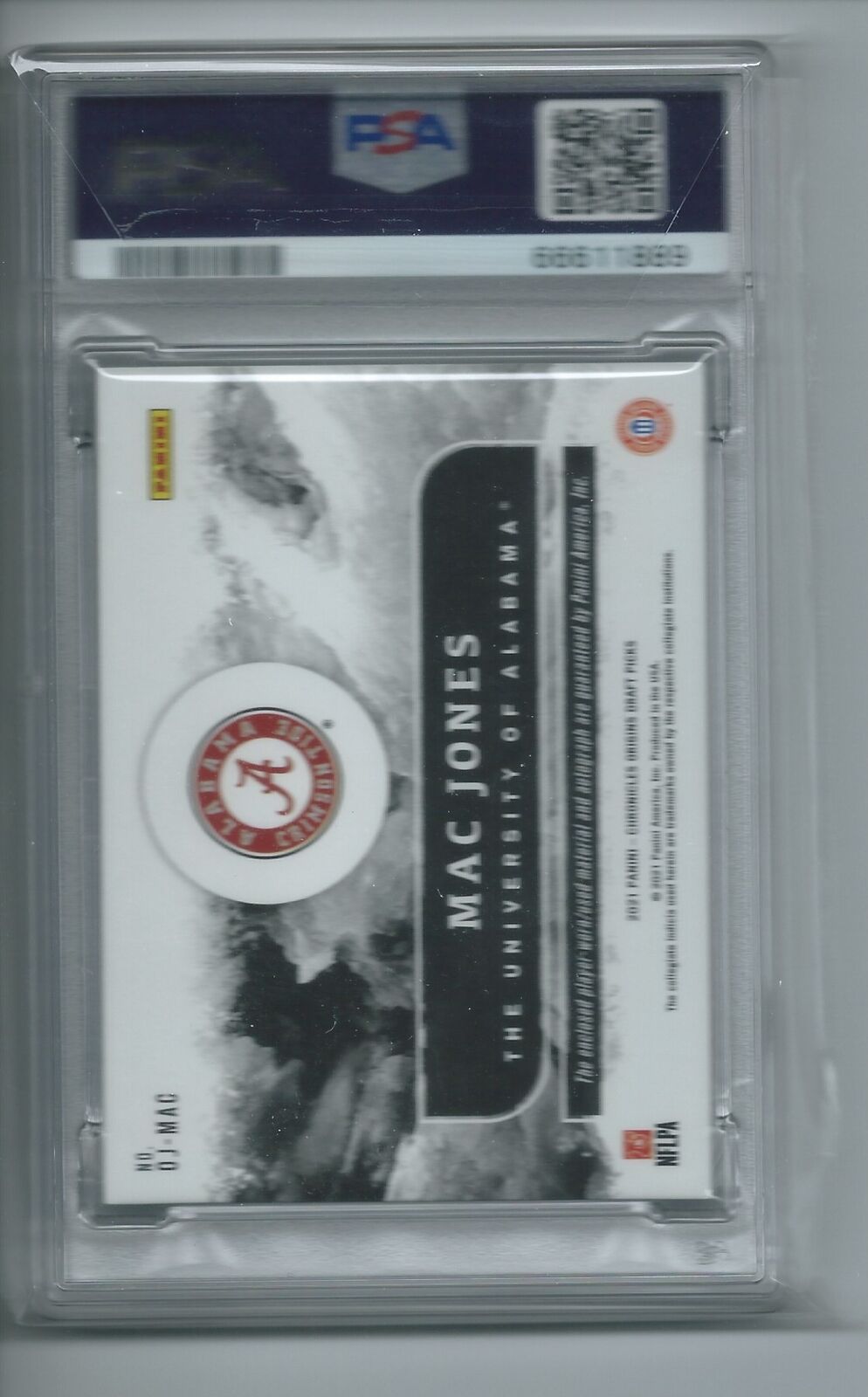 MAC JONES 2021 PANINI CHRONICLES ORIGINS JUMBO PATCH AUTO RC /99 PSA 10 POP 2