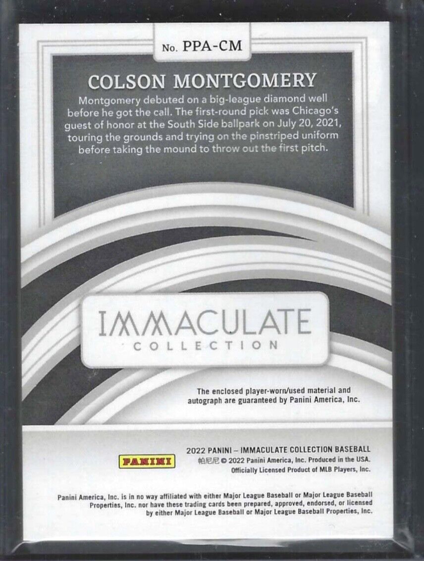 COLSON MONTGOMERY 2022 PANINI IMMACULATE RED FOIL PROSPECT PATCH AUTO #D 25/49