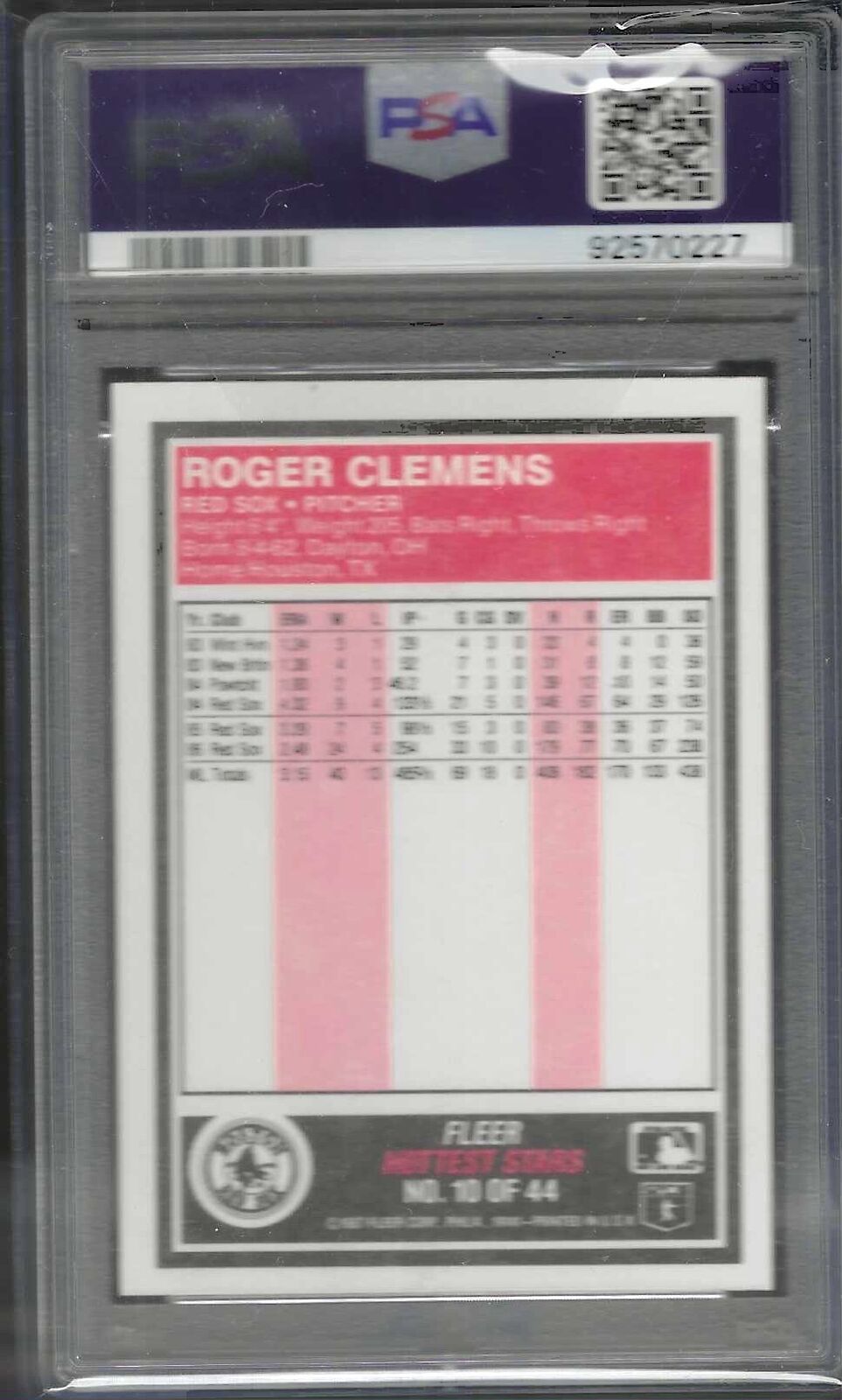 ROGER CLEMENS 1987 FLEER HOTTEST STARS #10 PSA 10 GEM MINT