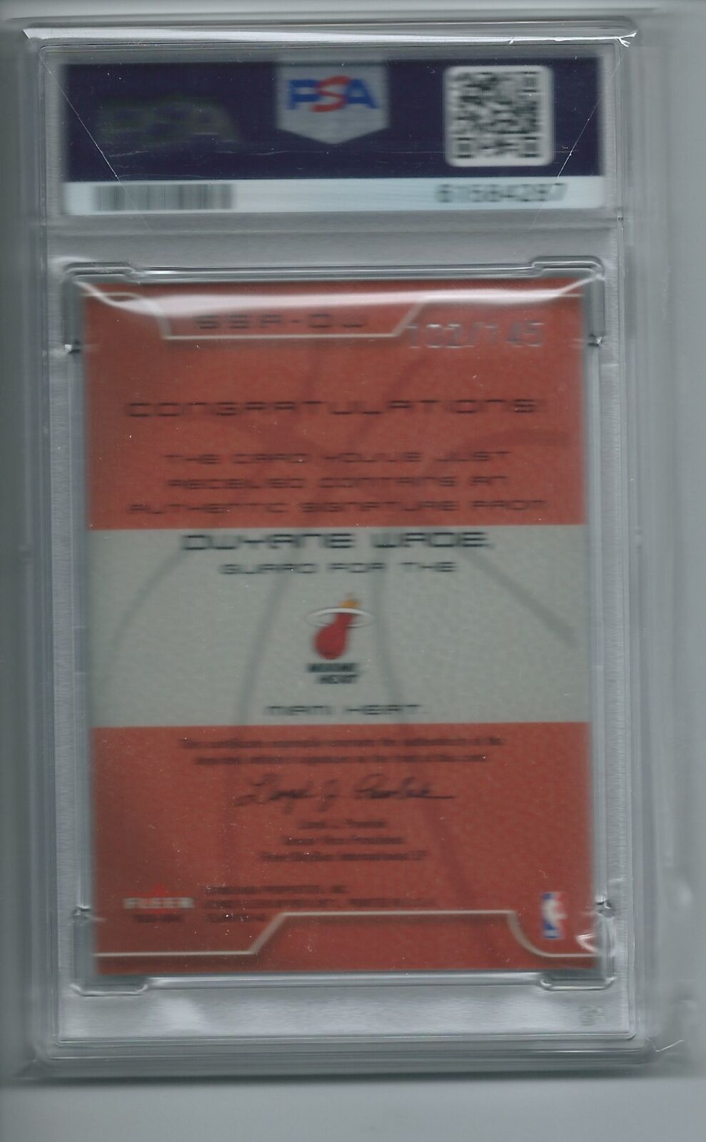 DWYANE WADE 2003-04 FLAIR SWEET SWATCH ON CARD AUTO RC #D 102/145 PSA 9 POP 3