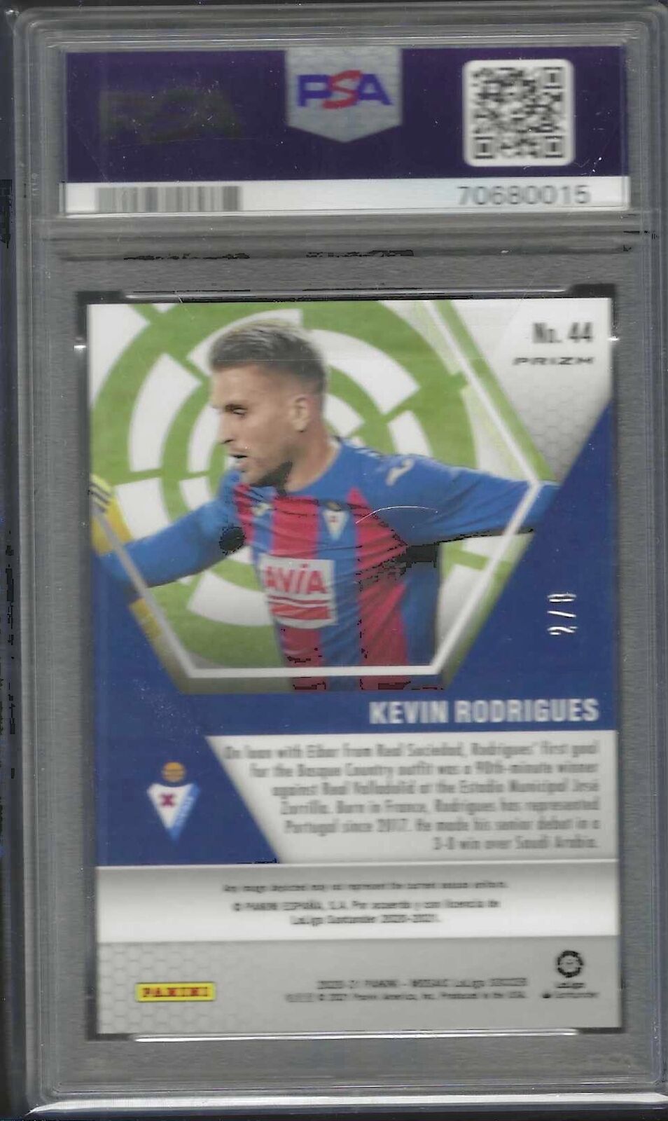 KEVIN RODRIGUES 2021-21 PANINI MOSAIC LA LIGA BLACK GOLD PRIZM /8 PSA 9 POP 1/1