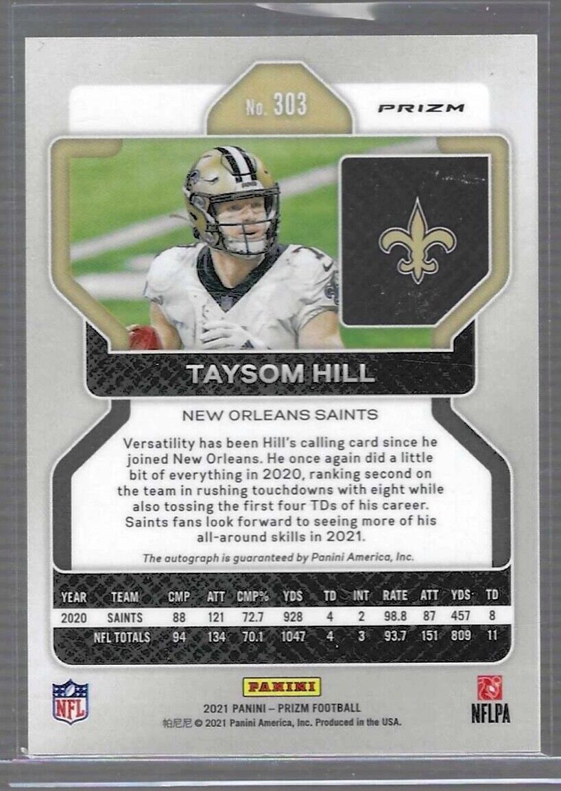 TAYSOM HILL 2021 PANINI PRIZM SILVER PRIZM AUTO #303