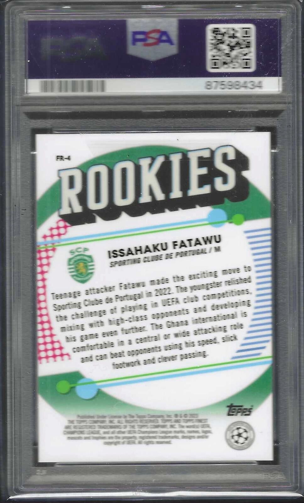ISSAHAKU FATAWU 2023 TOPPS FINEST ROSE GOLD ROOKIES RC /75 PSA 10 GEM MINT POP 2