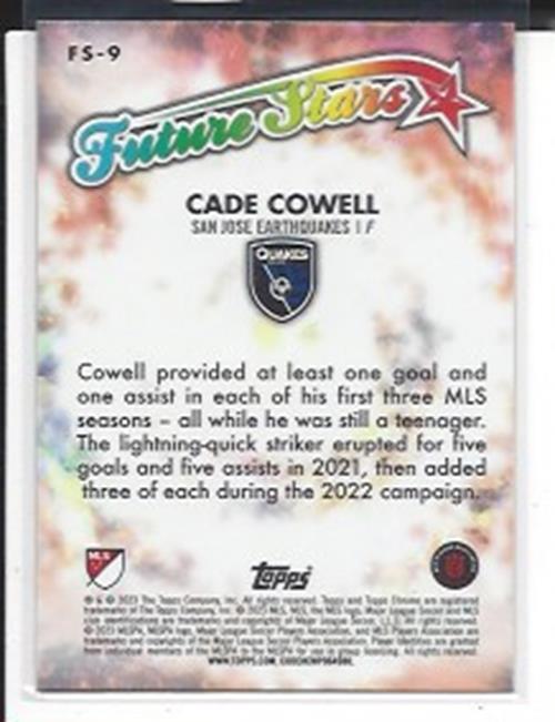 CADE COWELL 2023 TOPPS CHROME MLS FUTURE STARS REFRACTOR SSP #9 SP 1:120 PACKS!