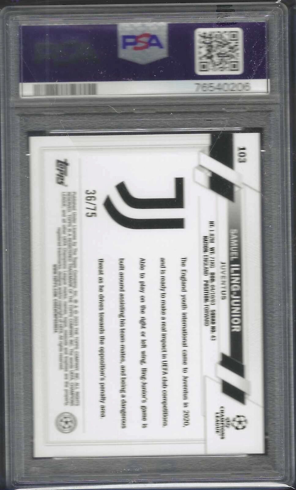 SAMUEL ILING-JUNIOR 2022-23 TOPPS UEFA PURPLE FOIL RC /75 PSA 10 GEM MINT POP 3
