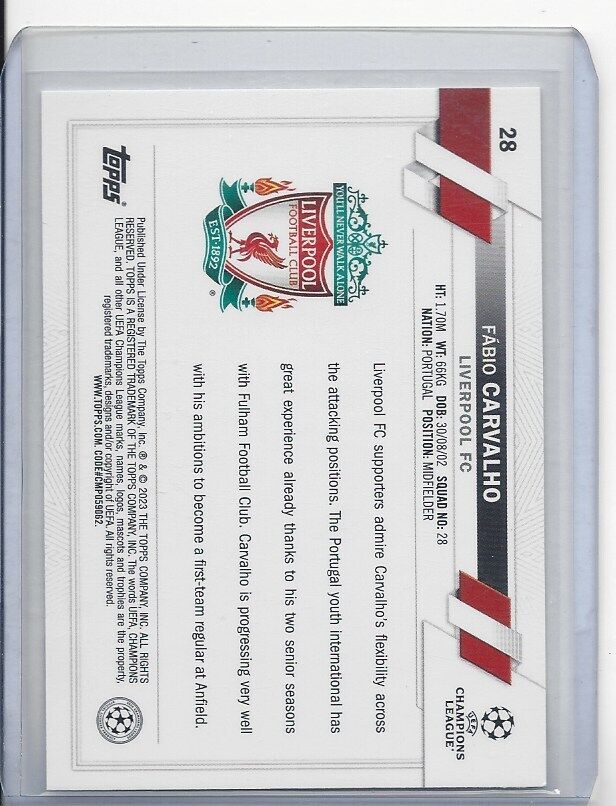 FABIO CARVALHO 2022-23 TOPPS CLUB COMPETITIONS SP PHOTO VARIATION ROOKIE RC #28