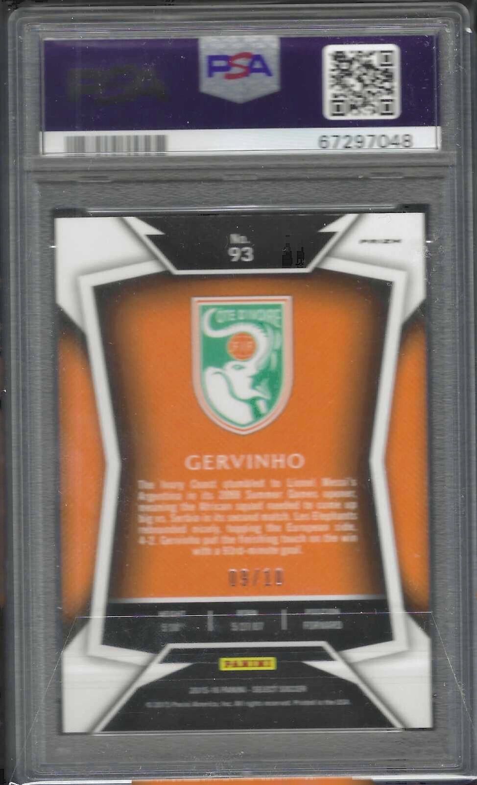GERVINHO 2015 PANINI SELECT WHITE JERSEY GOLD PRIZM /10 PSA 10 GEM MINT POP 1/1
