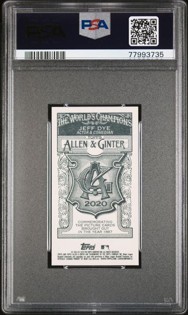JEFF DYE 2020 TOPPS ALLEN GINTER MINI NO CARD NUMBER SSP /50 PSA 10 GEM POP 1/1