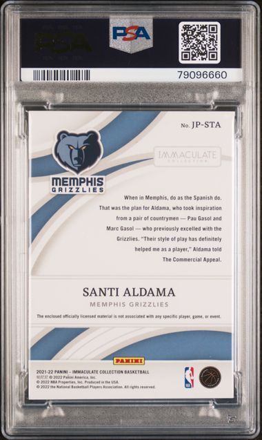 SANTI ALDAMA 2021 PANINI IMMACULATE JUMBO PATCH JERSEY NUMBER RC /50 PSA 10 POP1