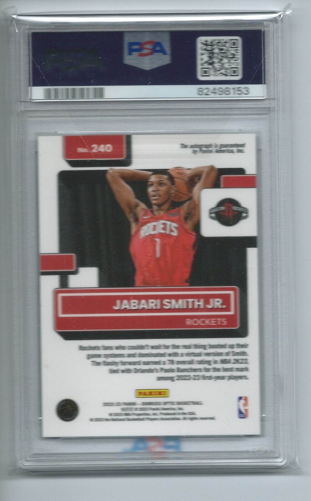 JABARI SMITH JR 2022-23 DONRUSS OPTIC RATED ROOKIE ON CARD AUTO RC PSA 10 GEM