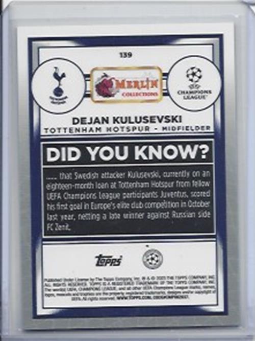 DEJAN KULUSEVSKI 2022-23 TOPPS MERLIN CHROME ATOMIC ICE REFRACTOR #D 123/250