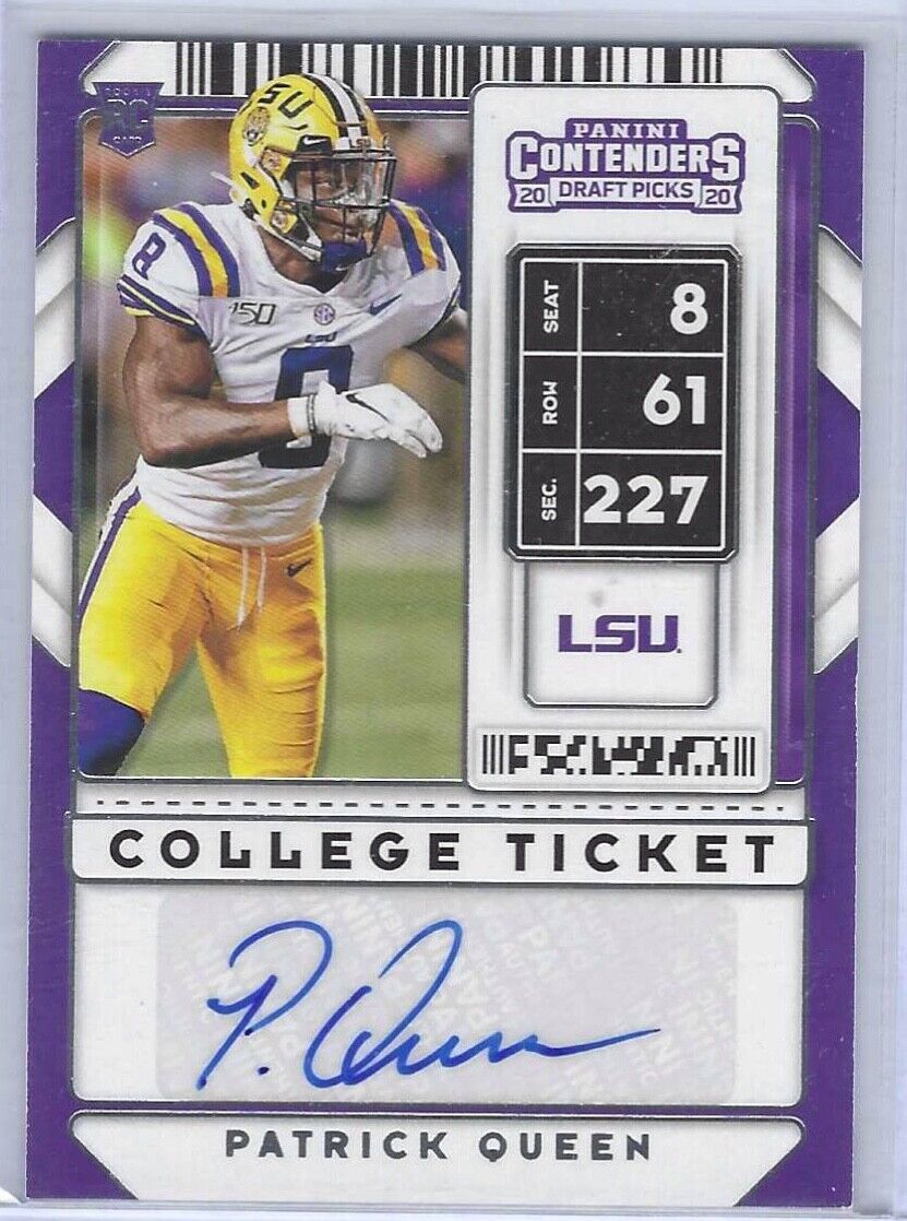 PATRICK QUEEN 2020 CONTENDERS DRAFT PICKS COLLEGE TICKET VARIATION AUTO RC #223