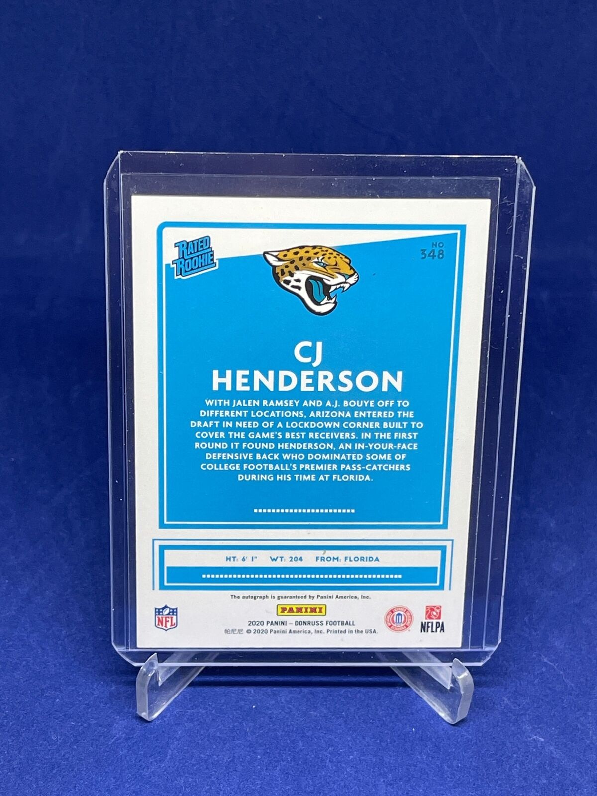 CJ HENDERSON 2020 PANINI DONRUSS RATED ROOKIE BLUE AUTO RC #348