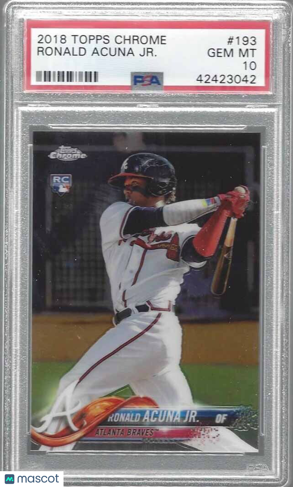 RONALD ACUNA JR 2018 TOPPS CHROME TRUE ROOKIE RC #193 PSA 10 GEM MINT