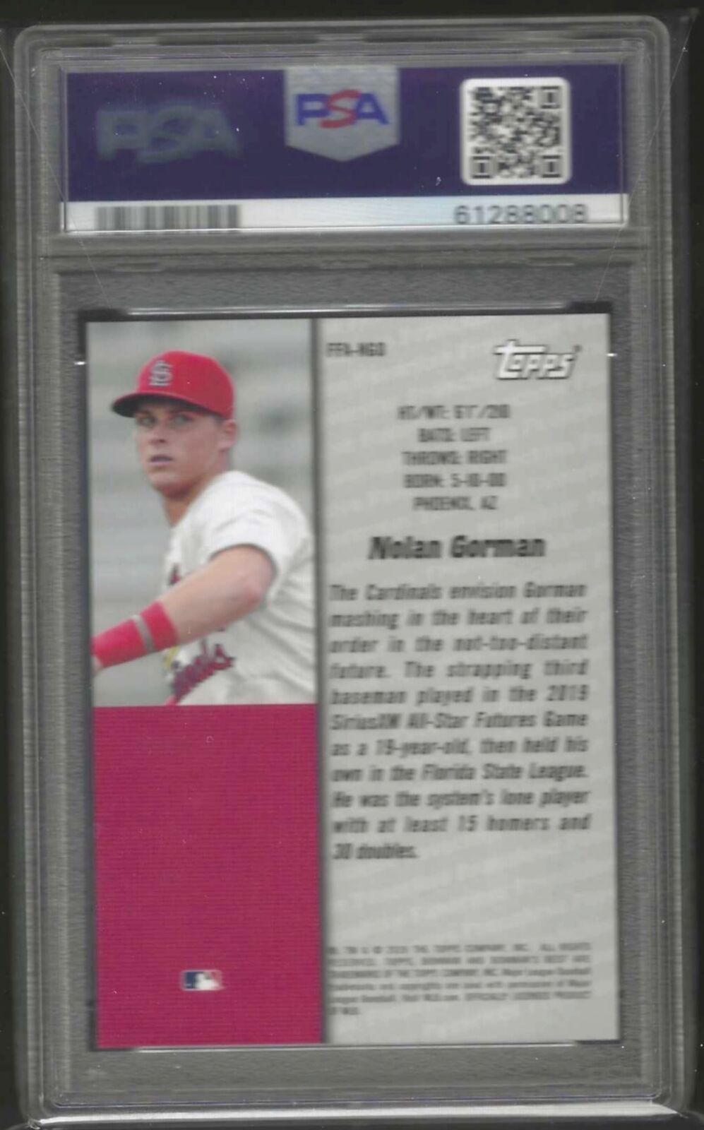 NOLAN GORMAN 2020 BOWMANS BEST ATOMIC REFRACTOR PROSPECT PSA 10 GEM MINT POP 2