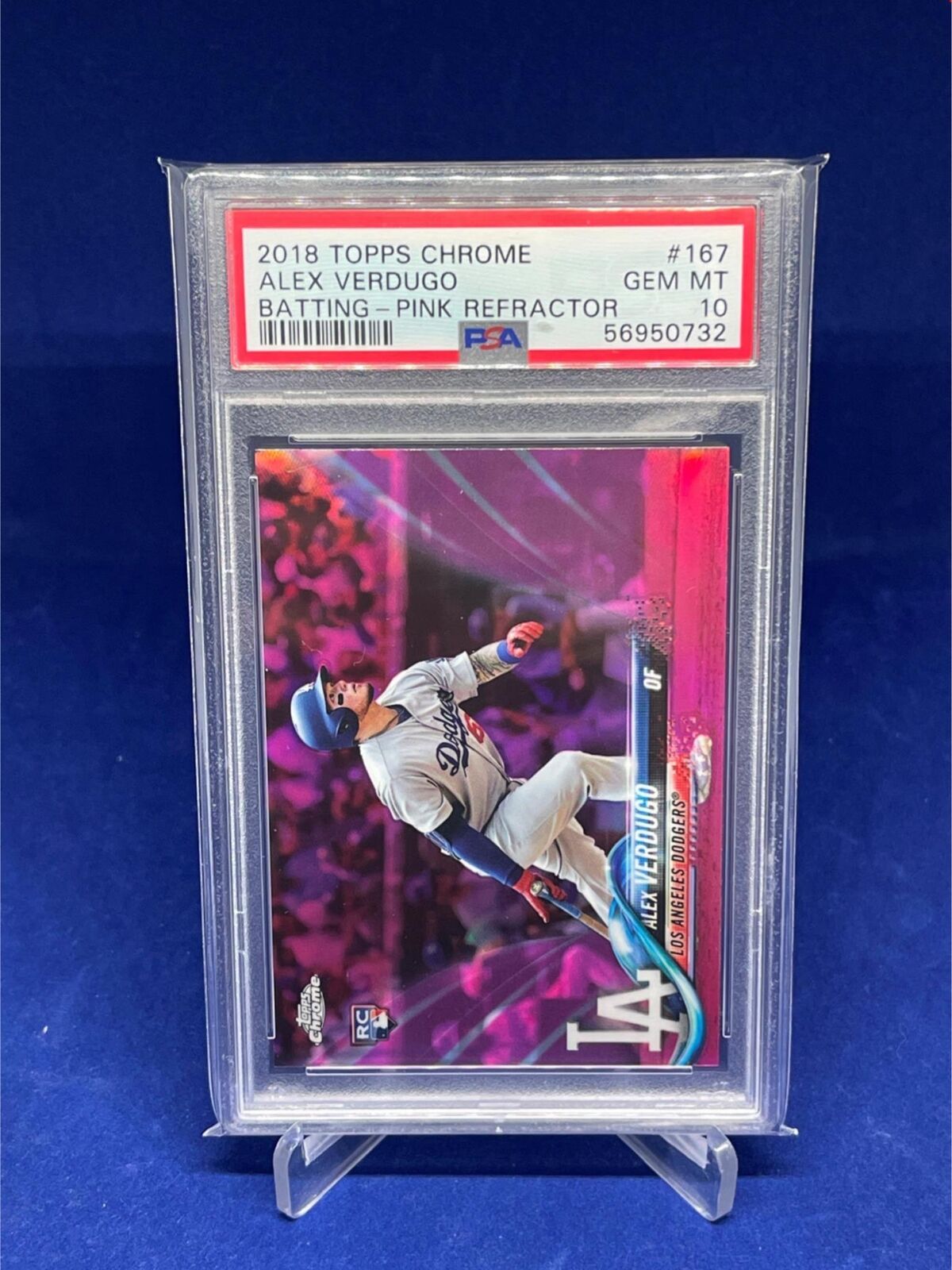 ALEX VERDUGO 2018 TOPPS CHROME BATTING PINK REFRACTOR ROOKIE RC # 167 PSA 10 GEM