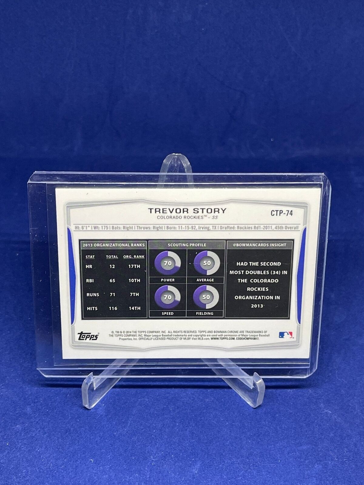 TREVOR STORY 2014 BOWMAN CHROME REFRACTOR PROSPECT