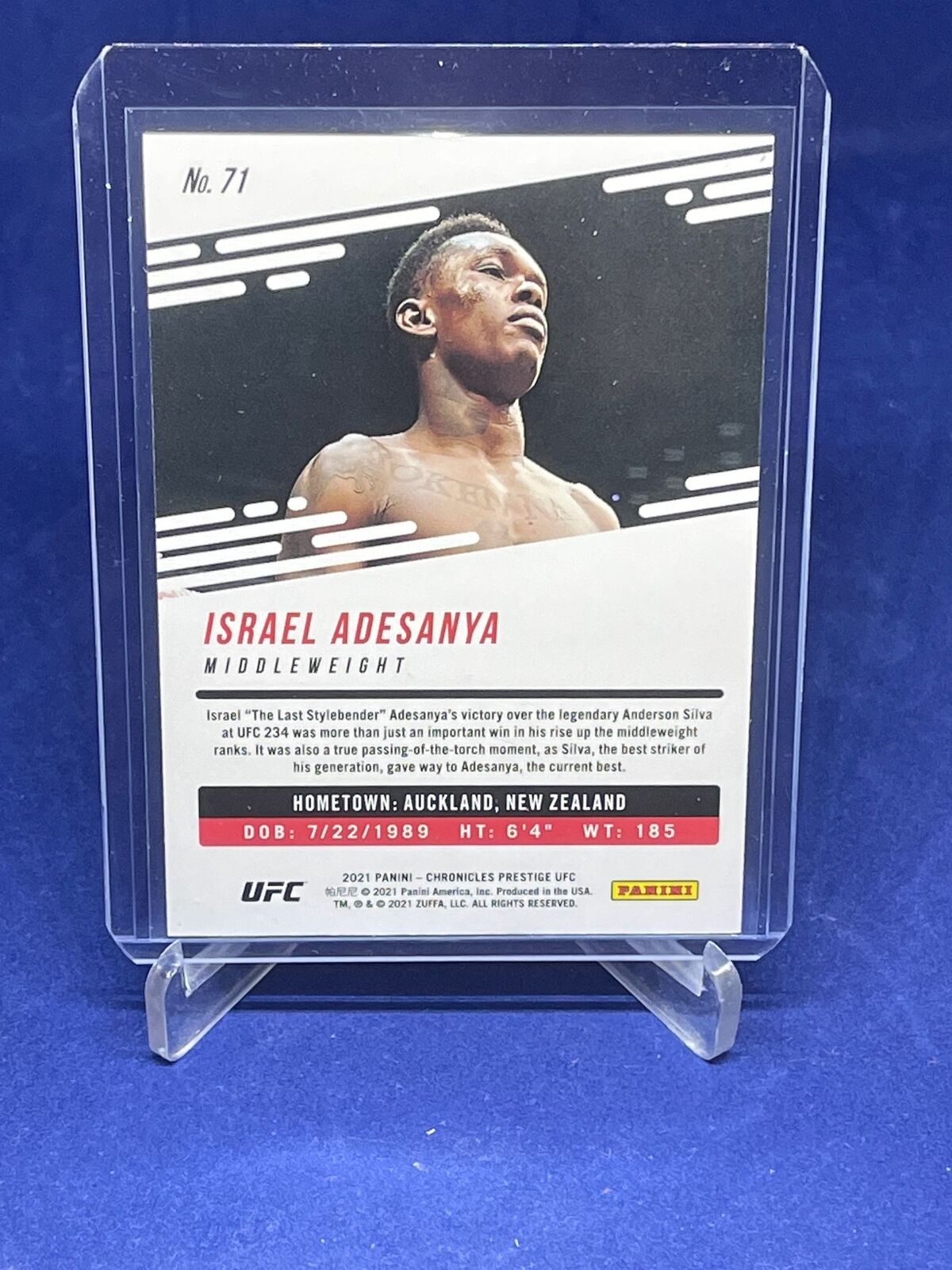 ISRAEL ADESANYA 2021 PANINI CHRONICLES PRESTIGE RED #D 29/149