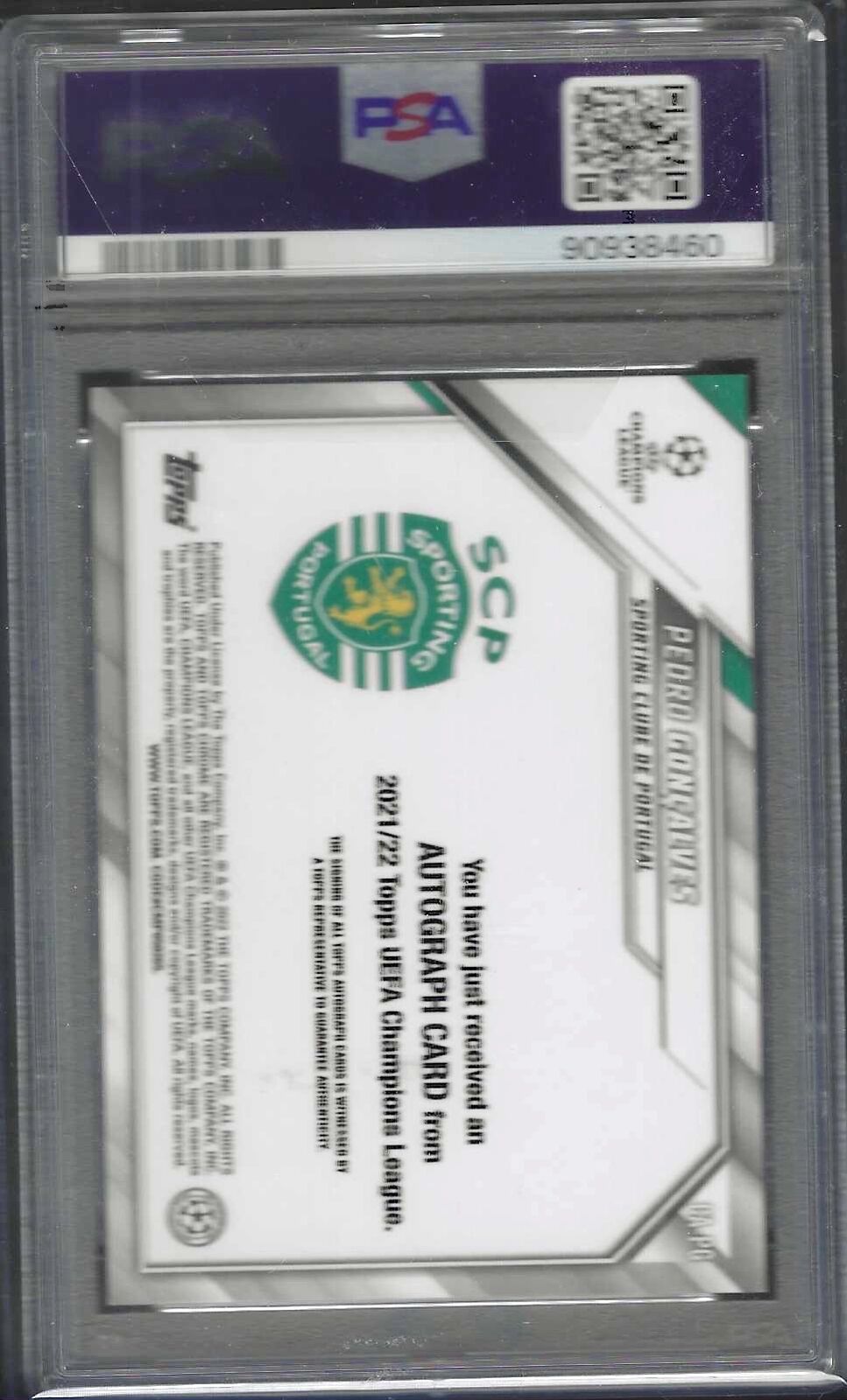 PEDRO GONCALVES 2021-22 TOPPS CHROME SILVER REFRACTOR AUTO RC PSA 10 GEM MINT