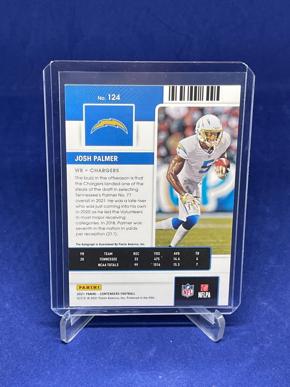 JOSH PALMER 2021 PANINI CONTENDERS ROOKIE TICKET ON CARD AUTO RC #124