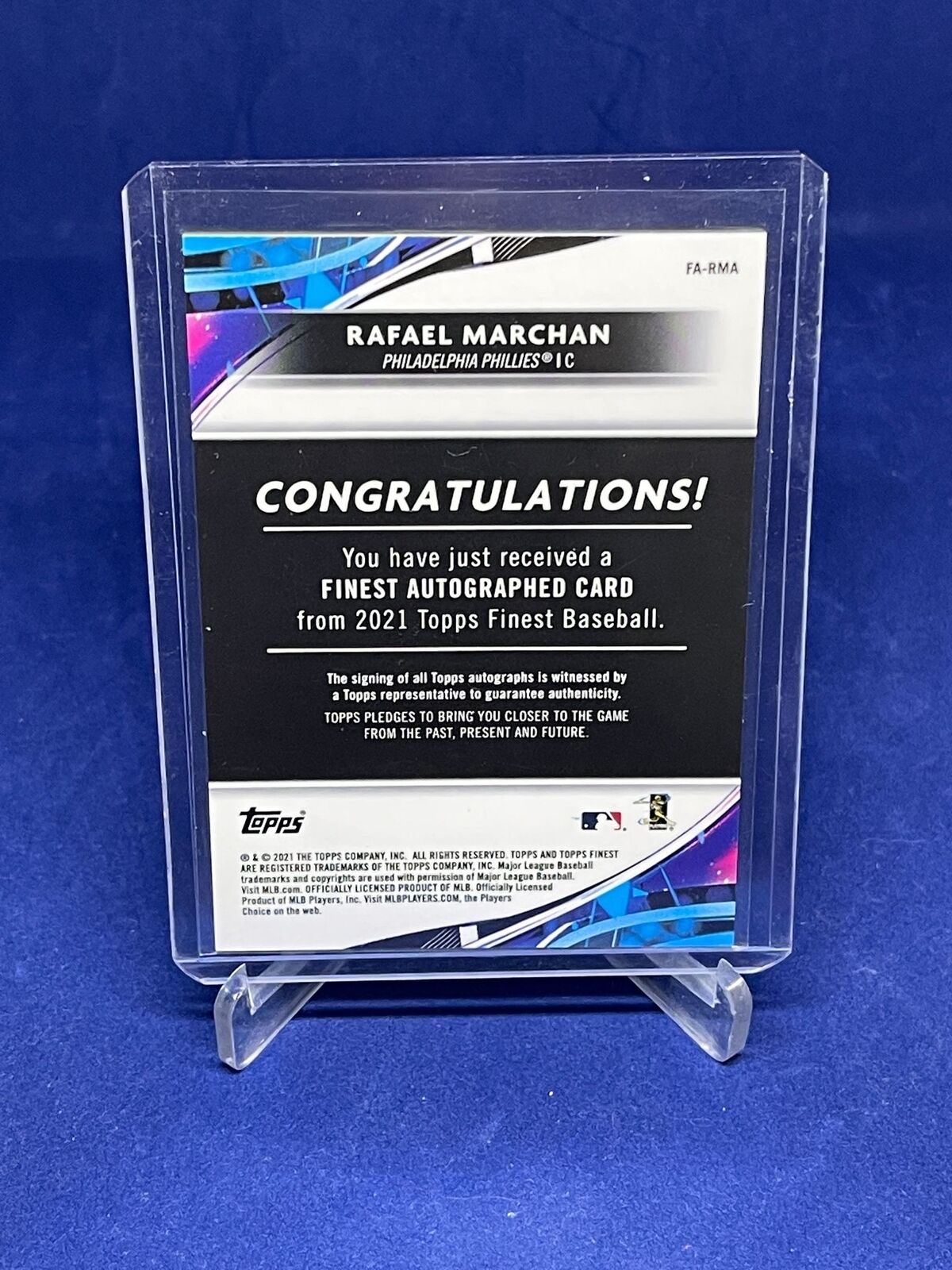RAFAEL MARCHAN 2021 TOPPS FINEST GREEN REFRACTOR ROOKIE AUTO RC #D 47/99